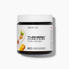 Maysense Turmeric Curcumin bottle featuring CurcuRouge technology, 60 vegan capsules for superior anti-inflammatory support.