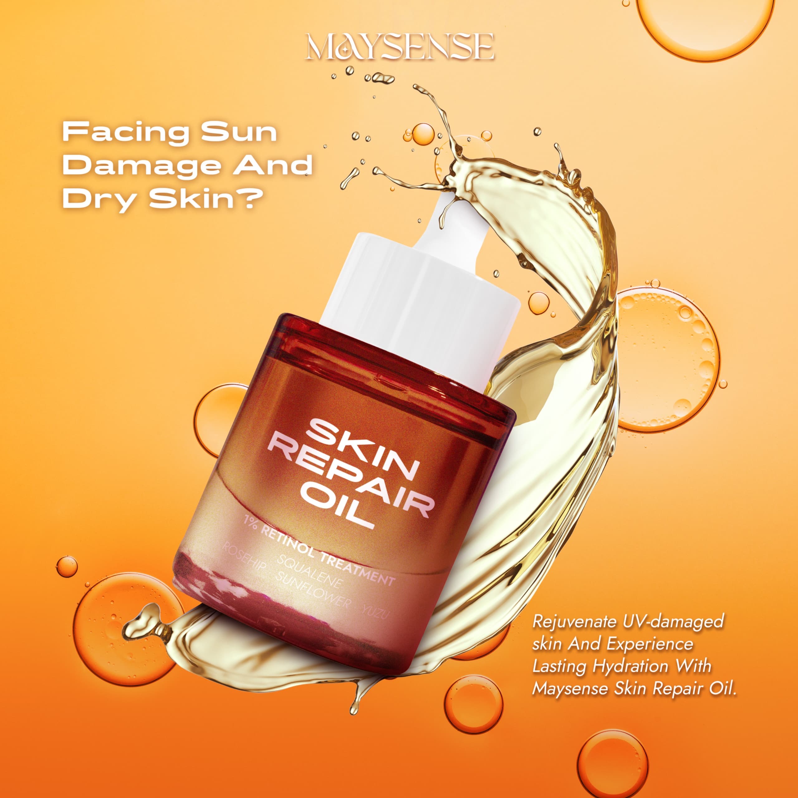bottle of best oils for skin repair and wrinkles with non greasy