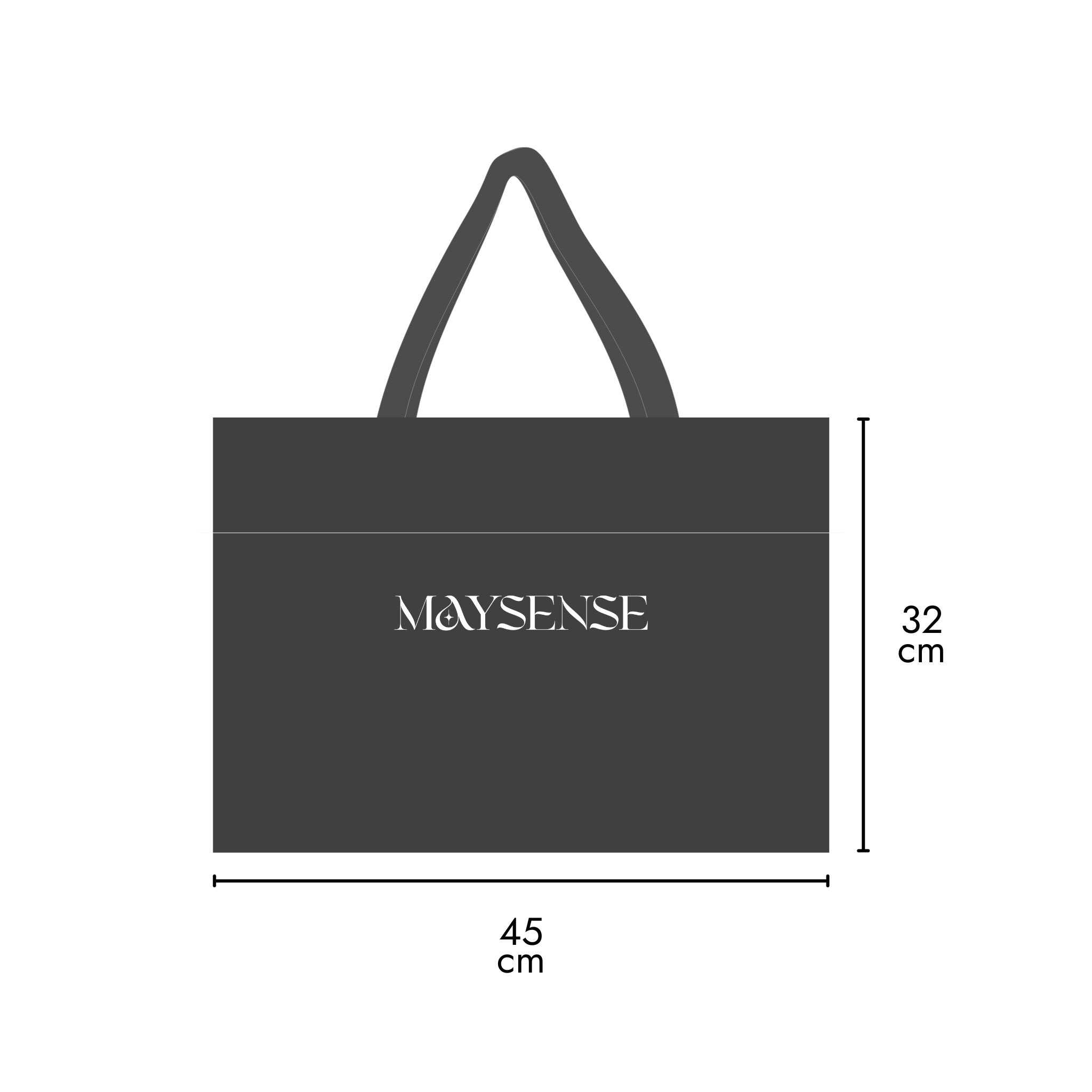 dimension of Maysense large simple tote bag with minimalist style. 32cm × 45cm