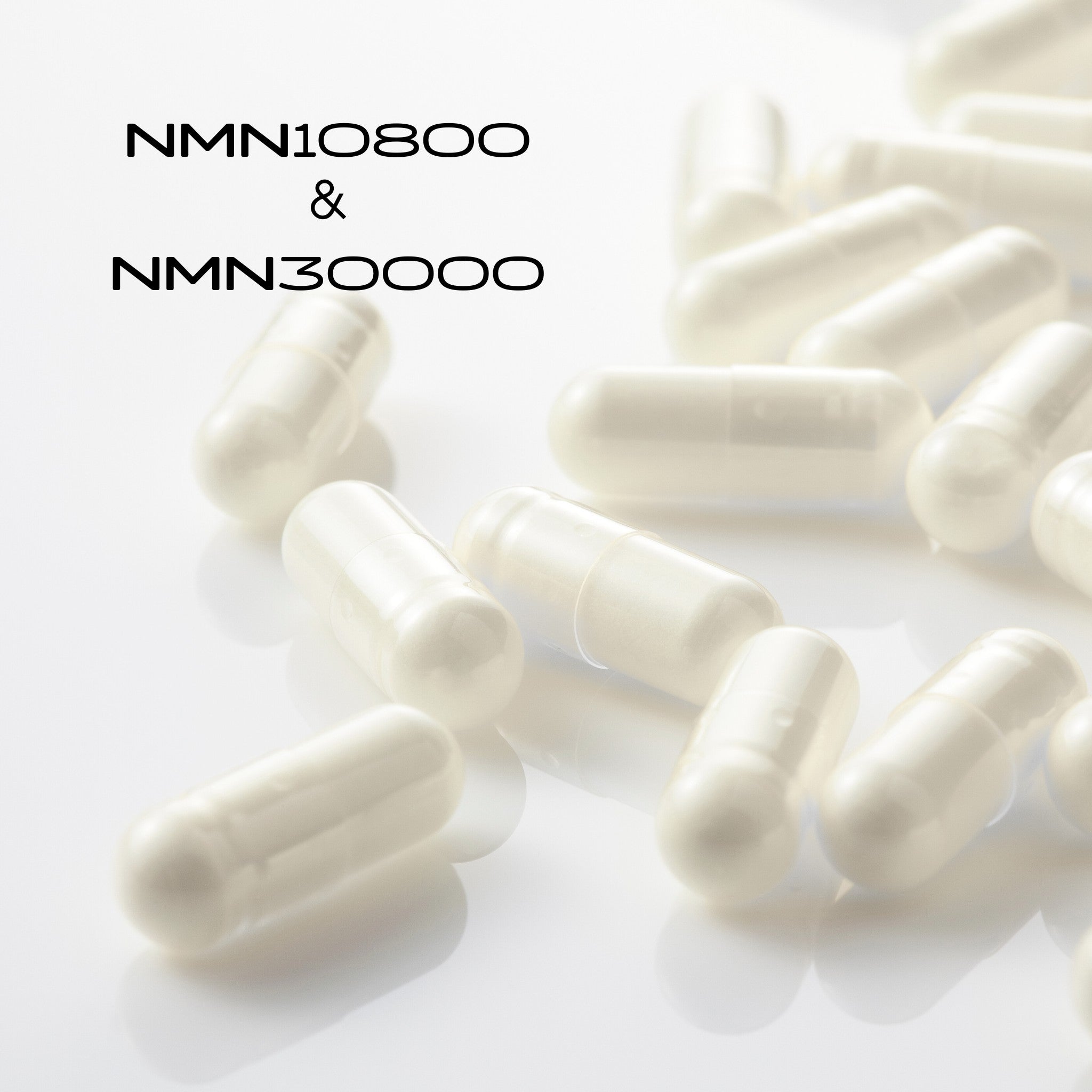 white capsules of the best NMN supplement by Maysense NMN 30000 & NMN 10800