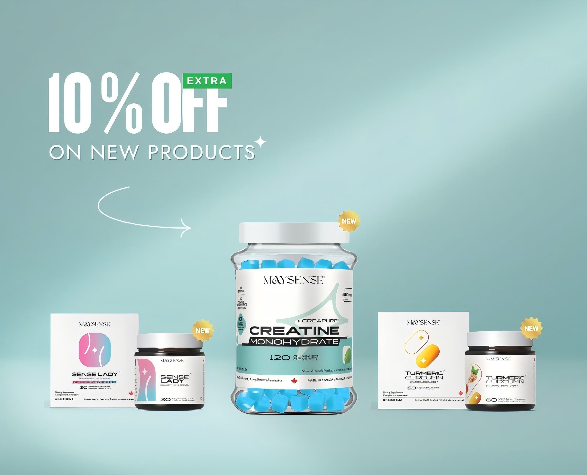 Maysense new products launching in 10% off and free shipping for order above $120