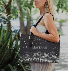 MAYSENSE Minimalist Black Work Tote Bag