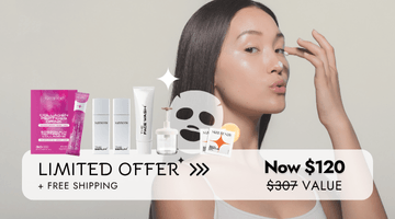 Asian women using light weight serum on the nose for anti-aging form inside to outside glowing kit with Maysense top peptides, now on sale and free shipping_desktop use size