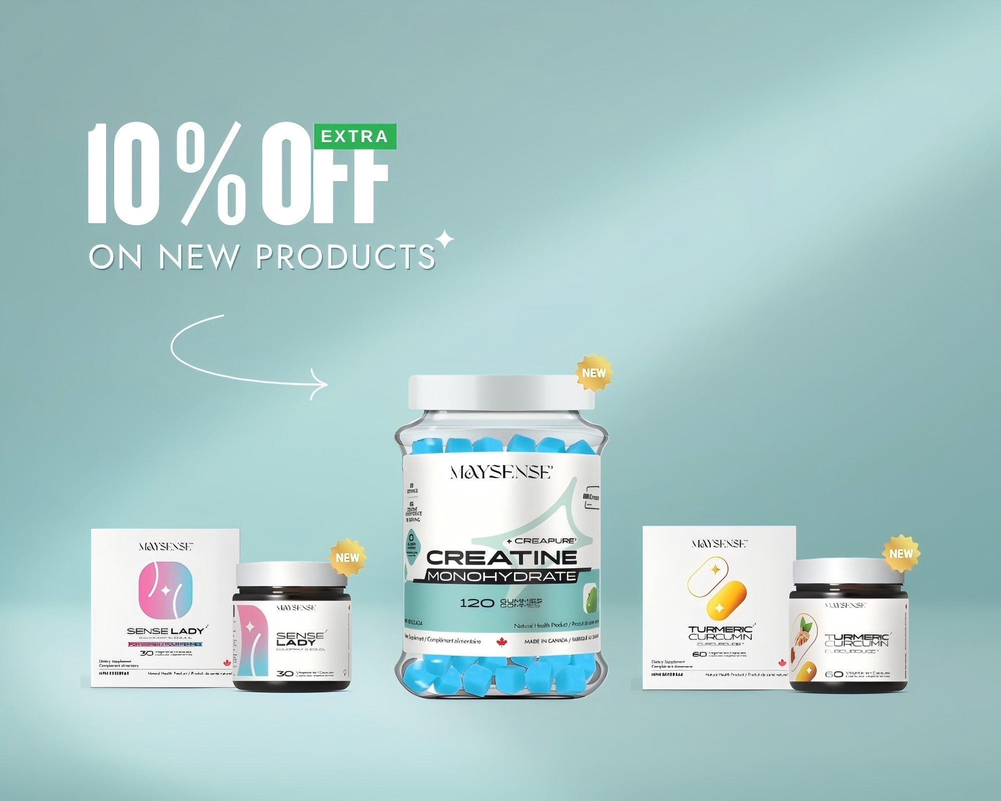 Maysense new products launching in 10% off and free shipping for order above $120